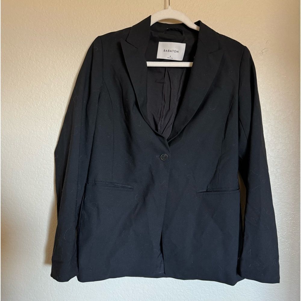Aritzia Babaton‎ Wool Blazer Sz 4 Black Boxy Fit